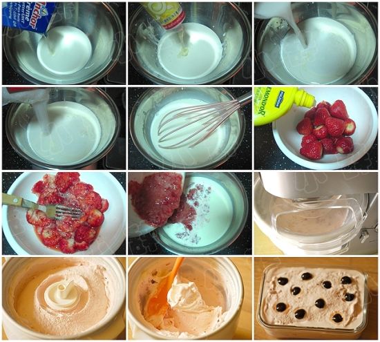 野樱桃草莓冰淇淋