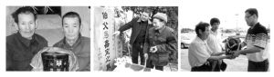 “台湾老兵”马鑫定的骨灰从台湾寄到江北慈城，归葬故里。左图抱着骨灰盒的是马鑫定的两位兄弟。资料图片均由邹维源先生提供